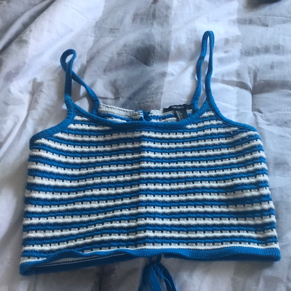 Forever 21 knitted blue and white striped shirt